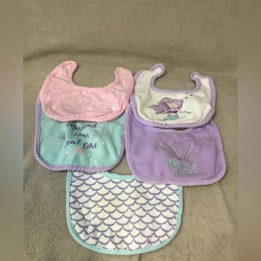 5 pack Mermaid Infant Bibs